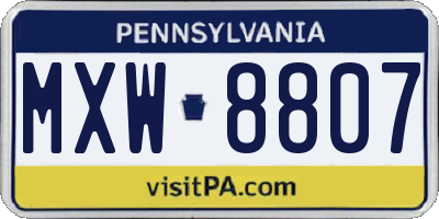 PA license plate MXW8807