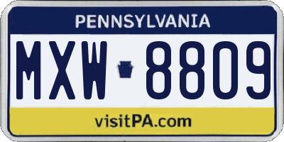 PA license plate MXW8809