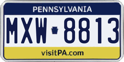 PA license plate MXW8813