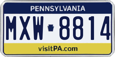 PA license plate MXW8814