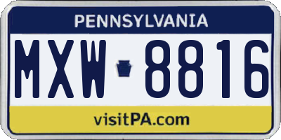 PA license plate MXW8816