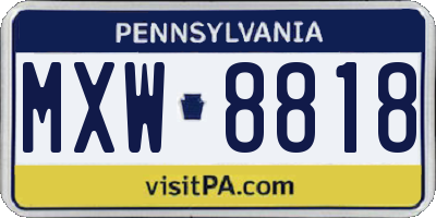 PA license plate MXW8818