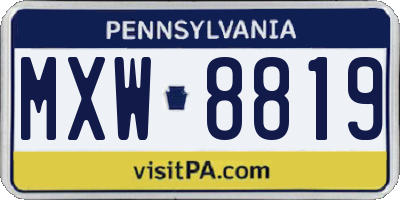 PA license plate MXW8819