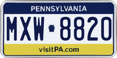 PA license plate MXW8820