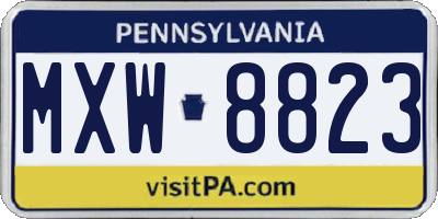 PA license plate MXW8823