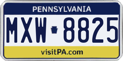 PA license plate MXW8825