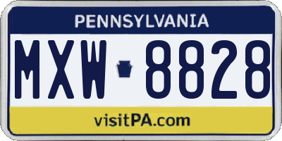 PA license plate MXW8828
