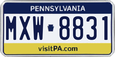 PA license plate MXW8831