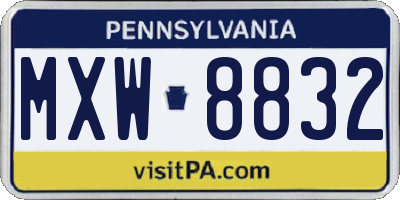 PA license plate MXW8832