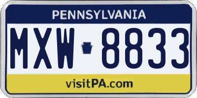PA license plate MXW8833