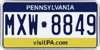PA license plate MXW8849