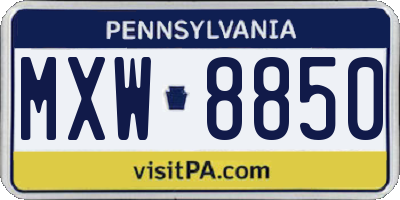PA license plate MXW8850