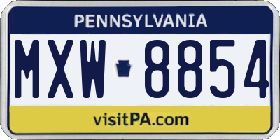 PA license plate MXW8854