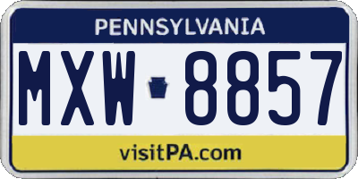 PA license plate MXW8857