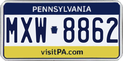 PA license plate MXW8862