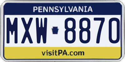 PA license plate MXW8870