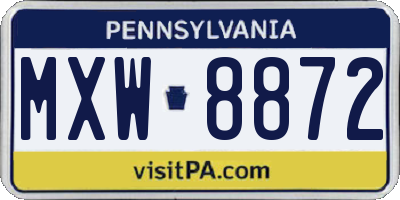 PA license plate MXW8872