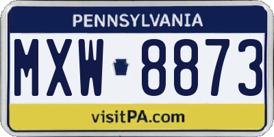 PA license plate MXW8873