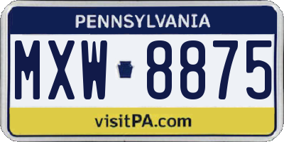 PA license plate MXW8875