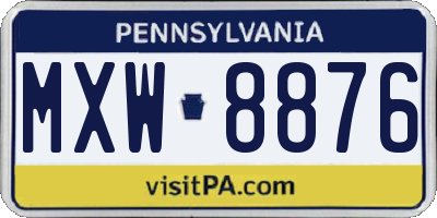 PA license plate MXW8876