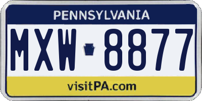 PA license plate MXW8877