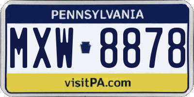 PA license plate MXW8878