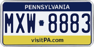PA license plate MXW8883