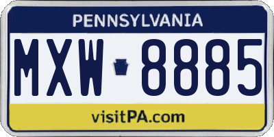 PA license plate MXW8885