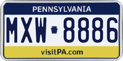 PA license plate MXW8886