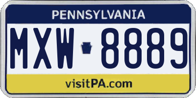 PA license plate MXW8889