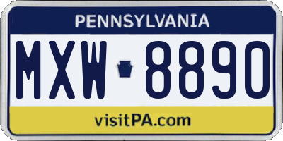 PA license plate MXW8890