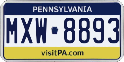 PA license plate MXW8893