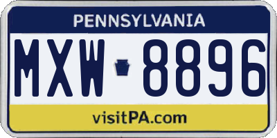 PA license plate MXW8896