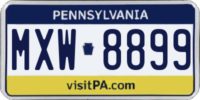 PA license plate MXW8899