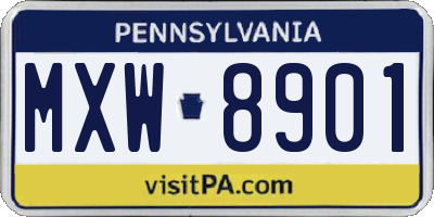 PA license plate MXW8901
