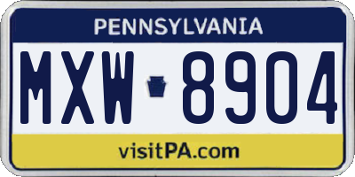 PA license plate MXW8904
