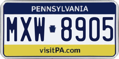 PA license plate MXW8905