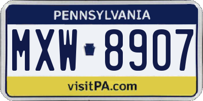 PA license plate MXW8907