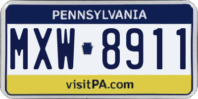 PA license plate MXW8911