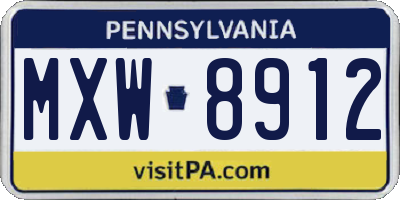PA license plate MXW8912