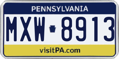 PA license plate MXW8913
