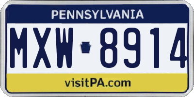 PA license plate MXW8914