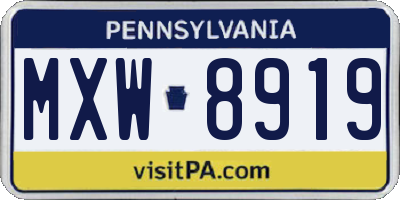 PA license plate MXW8919