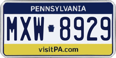 PA license plate MXW8929