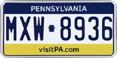 PA license plate MXW8936