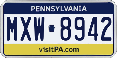 PA license plate MXW8942