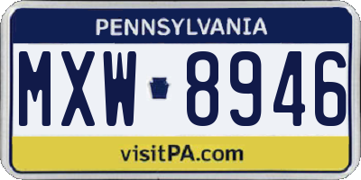 PA license plate MXW8946