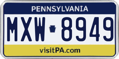 PA license plate MXW8949