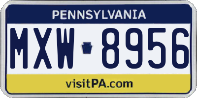 PA license plate MXW8956