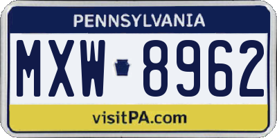 PA license plate MXW8962